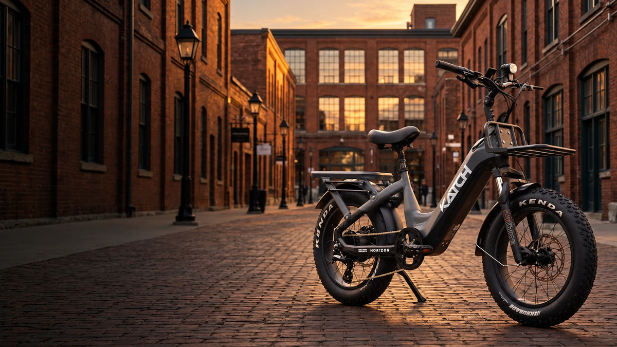 Rider on a Katch fat tire electric bike in Toronto